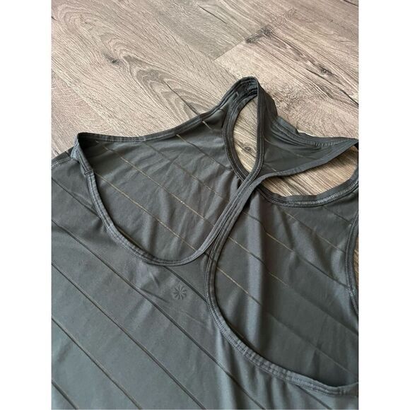 Athleta Women’s Size L Gray  Stripe Mesh High Neck Chi Tank - Picture 2 of 4